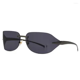 Sunglasses Evove Rimless Men Women Oval Sun Glasses For Female Fashion Black Brown Frameless Steampunk Goggles Vintage Shades