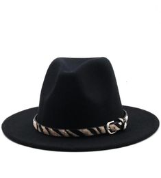 Fedora Hats Men Wide Brim Winter Women Band Belt Formal Felted White Green Vintage Casual8091272