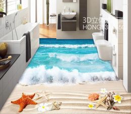Wallpapers Floor Wallpaper 3d For Bathrooms Beach Tiles Custom Po Self-adhesive PVC Waterproof