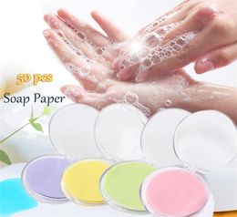 50pcs Disposable Boxed Soap Paper Travel Portable Hand Washing Box Scented Slice Sheets Mini Soap Paper Outdoors Clean Tools4939557