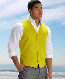 Men's Vests Linen Suit Vest Solid Colour Comfort Stretch Slim Fit Single Breasted Work Wear For Men Male Gilet Formal Working