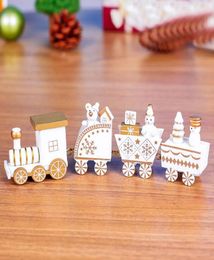 Christmas Train Painted Wood Christmas Decoration For Home With Santa Xmas Kid Toys Gift Ornament Navidad New Year Gift4668080