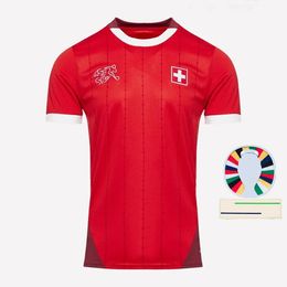 KIDS Switzerland Soccer Jerseys 2024 Euro Cup SWISS National Team ELVEDI AKANJI ZAKARIA SOW RIEDER EMBOLO SHAQIRI Home Away Football Shirts Size S - 4Xl Cd2