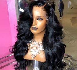 150 Long Body Wave 13x4 Lace Front Human Hair Wigs For Women Natural Plucked Remy Brazilian Middle Ratio Bleached Slove Hair4674231