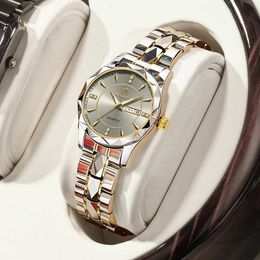 Wristwatches BINBOND Japan Quartz ment Golden es Women Top Brand Luxury Stainless Steel Strap Date Week Clock reloj hombre Y240510