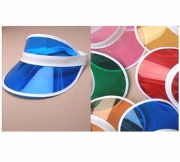 Wide Brim Hats 6pcslot Summer Holiday Neon Sun Visors Sunvisor Party Hat Clear Plastic Cap9469775