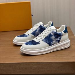 Beverly Hills Sneakers Runner Trainer Mens Casual Shoes white grained calf leather Embossed Eclipse canvas Letter Flower Rivoli Sneaker 5.14 04