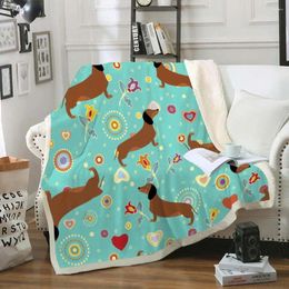 Blankets Dachshund Dog Throw Blanket Cartoon Animal Sherpa Fleece For Kids White Cute Pe Bed Lovely Bedspread