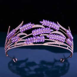 Luxury Purple Green Red Crystal Crown Women Girls Wedding Elegant Luxury Princess Tiara Party Hair Dress Jewellery