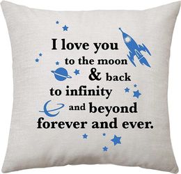 Pillow I Love You To The Moon And Back Gift For Women Girl Mum Dad Daughter Son Niece Aunt Grandma Girlfriend Couples Birthday