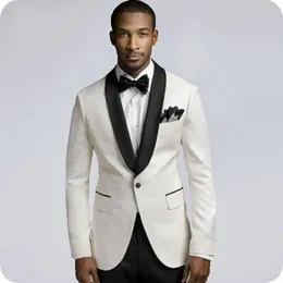 Men's Suits Ivory Wedding Men Slim Fit Terno Tuxedos Groom Wear 2Pieces(Jacket Pants) Birdegroom Costume Homme Blazer Man