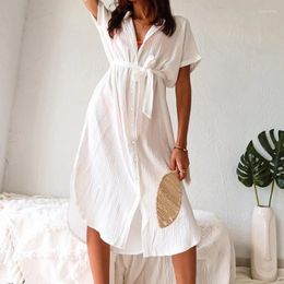 Home Clothing Autumn European And American Short-Sleeved Casual Nightdress Pure Cotton Wear Comfortable Texture Can Be Worn Outside C