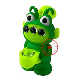 Colourful 3 Eye Alien Frog Silicone Bong Pipes Kit Hookah Waterpipe Bubbler Glass Philtre Nineholes Bowl Portable Herb Tobacco Cigarette Holder Smoking Handpipes DHL