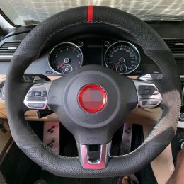 Covers Black Suede Leather Car Steering Wheel Cover for Volkswagen Golf 6 GTI MK6 VW Polo GTI Scirocco R Passat CC RLine 2010