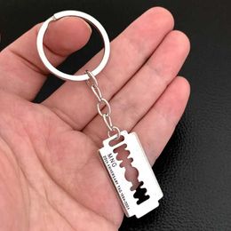 Keychains Lanyards Razor Blade keychain Gothic silver Colour Emo Goth Punk Kitsch Handmade keychain Y240510