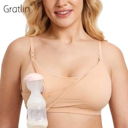 Maternity Intimates Hands Free Pumping Bra Breastfeeding Maternity Cute Patented All-in-One Wireless Moving Pad Nursing Bra For Pregnant Women Y240515