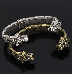 pin new Viking Dragon bracelet men double head Dragon open wristband Bracelets1817931