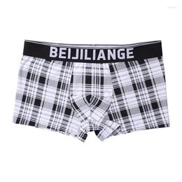 Underpants Men's Fashion Aro Pants Cotton Personalised Plaid Underwear Elastic Comfortable Youthful Bottom Boxer Shorts