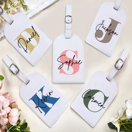 Party Favour Personalised PU Luggage Tag Initial With Name Leather For Suitcase Baggage Handbag Tags Travel Bag Label Gifts