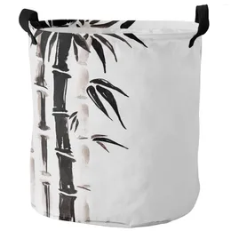 Laundry Bags Ink Painting Bamboo Black And White Dirty Basket Foldable Home Organizer Clothing Kids Toy Storage