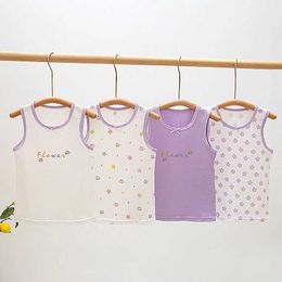 Colete infantil púrpura estampa floral única peça de algodão fofa tamanho da garota 100-150 menina respirável topl240502