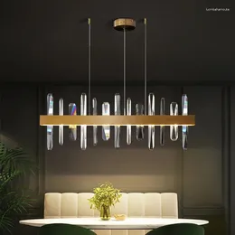 Chandeliers Modern Crystal Rectangular Gold LED Chandelier With Luxurious And Sparkling Lustre For Indoor Lighting Fixtures YX236TB