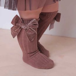 Kids Socks 0-5Y Baby Boys and Girls Cotton Socks Newborns and Children Knee High Socks with Bows Warm Autumn and Winter Girls Tight Legs WarmL2405