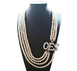 Topvekso African Pearl order of the eastern star Multilayer Statement Jewellery OES Pearl Necklace H2204269778950