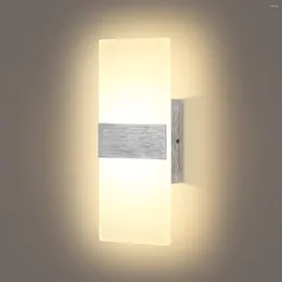 Wall Lamp Modern Sconces Dimmable 12W LED Lights Silver Up Down For Bedrooms Hallway Corridor