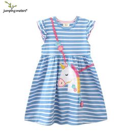 Girl's Dresses Jumping Metres 2-8T Princess Womens Summer Childrens Clothing Striped Baby Birthday Dress Childrens Clothing d240515