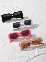 Sunglasses 4PCS Unisex Square Trendy Frame Plastic Y2K For Music Festival Beach Travel UV Protection Accessories