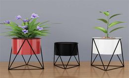 Durable Geometric Metal Flower Pot Stand Indoor Garden Plant Holder Display Planter Iron Flower Stand Gardening Supplies SL 210616421282