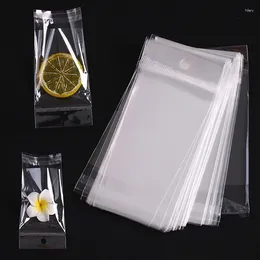 Gift Wrap 100pcs 6 Sizes Transparent Hanging Self Adhesive Opp Plastic Pouches Sachet Bag For Jewelry Wedding Party Beads Packing