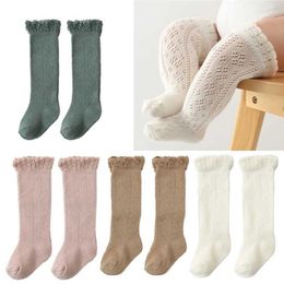 Детские носки F62D Baby Summer Nocks Socks Socks High Носки Hollow Long Носки 0-3y Высокие упругие ноги нагрева