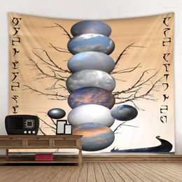 Tapestries Mysterious Rune Art Tapestry Planet Meditation Wall-mounted Home Decoration Bohemian Hippie