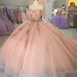 Pink Quinceanera Dress 2024 Mexican Off The Shoulder Vestidos De 15 Princess Sweet 16 Birthday XV Ball Gown Cinderella Girl Dress