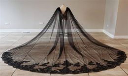 Bridal Veils Real Pos Black Cape Sequins Lace Tulle Wedding Shoulder Boleros Accessories Cathedral For Bride 3 5 Metres2101599