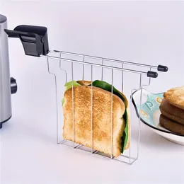 Bakeware Tools Foldable Bread Warming Rack Stainless Steel Sandwich Holder Cage Anti-scalding Handle Toaster Accessory Kitchen Utensils