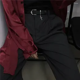Belts Personalised PU Belt Gothic Metal Cross Pendant Pin Buckle Versatile Decorative Jeans Casual Pants Men's And Women's
