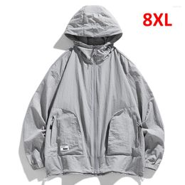 Men's Jackets Sun-protective Plus Size 9XL Summer Thin Jacket Men Fashion Casual Hooded Coats Clothes