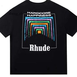 Rhude Shirt Designers Mens Embroidery for Summer Rhude Tops Letter Polos Shirt Womens Tshirts Clothing Short Sleeved Large Plus Size 100% Cotton Tees Size S-xl 9956