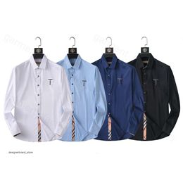 5a Mens Shirts Letter b Horse Embroidery Blouse Long Sleeve Solid Colour Slim Fit Casual Business Clothing Shirt Multiple Colour 24ss Spring Summer Top Tee 02 FX4C