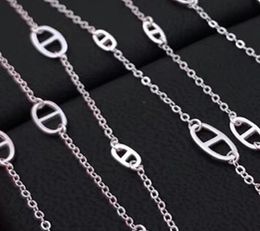 Brand Geometry for Women Letter Round h Lock Jewellery S925 Silver Necklace Set France Quality Superior Golden Sweater Chain 2027494423