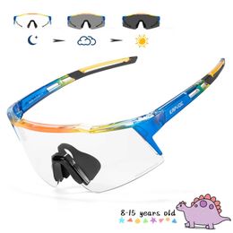 Outdoor Eyewear Kapvoe Photochromic Child Sunglasses UV400 Protection Sport Cycling Glasses Kids Boys Girls Fashion Bike Bicycle EyewearQ240514