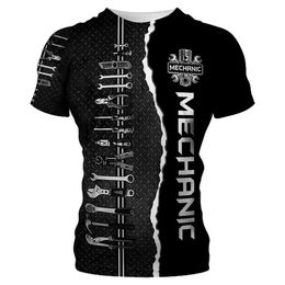 Men's T-Shirts Summer mechanical customized mens T-shirt 3D full-color printed cotton short sleeved shirt Fashion personalized sports Q240514