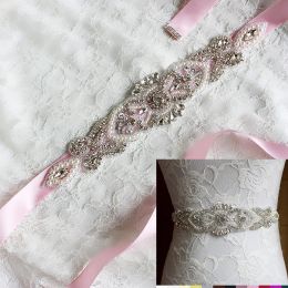 Sashes New Wedding Accessories Belt Bridal Sash Wedding Princess Rhinestone Belt Girl Flower Bridesmaid Dress Sash Multi Colour Ribbon SW5