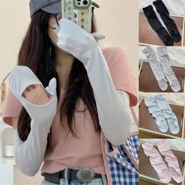 Knee Pads 2PCS Summer Sunscreen Ice Silk Arm Sleeves Women Men Breathable Driving Gloves Sun Protection Long Mittens Anti UV Covers
