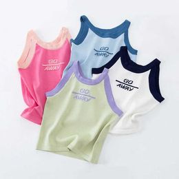 Vest Girls Tank Knitted Tank Top Four Seasons Youth Underwear Casual Full Matching Childrens Clothing Tank Top 6 8 10 12 Year Old Childrens TopL240502