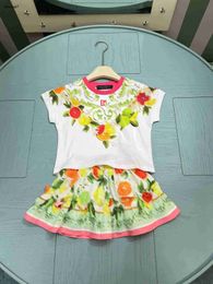 Top baby tracksuits Summer girls dress kids designer clothes Size 100-160 CM Orange flower print T-shirt and short skirt 24May