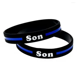 Charm Bracelets 50 Pcs Blue Line Son Silicone Bracelet For Family Party Gift Wristband Adult Size Black